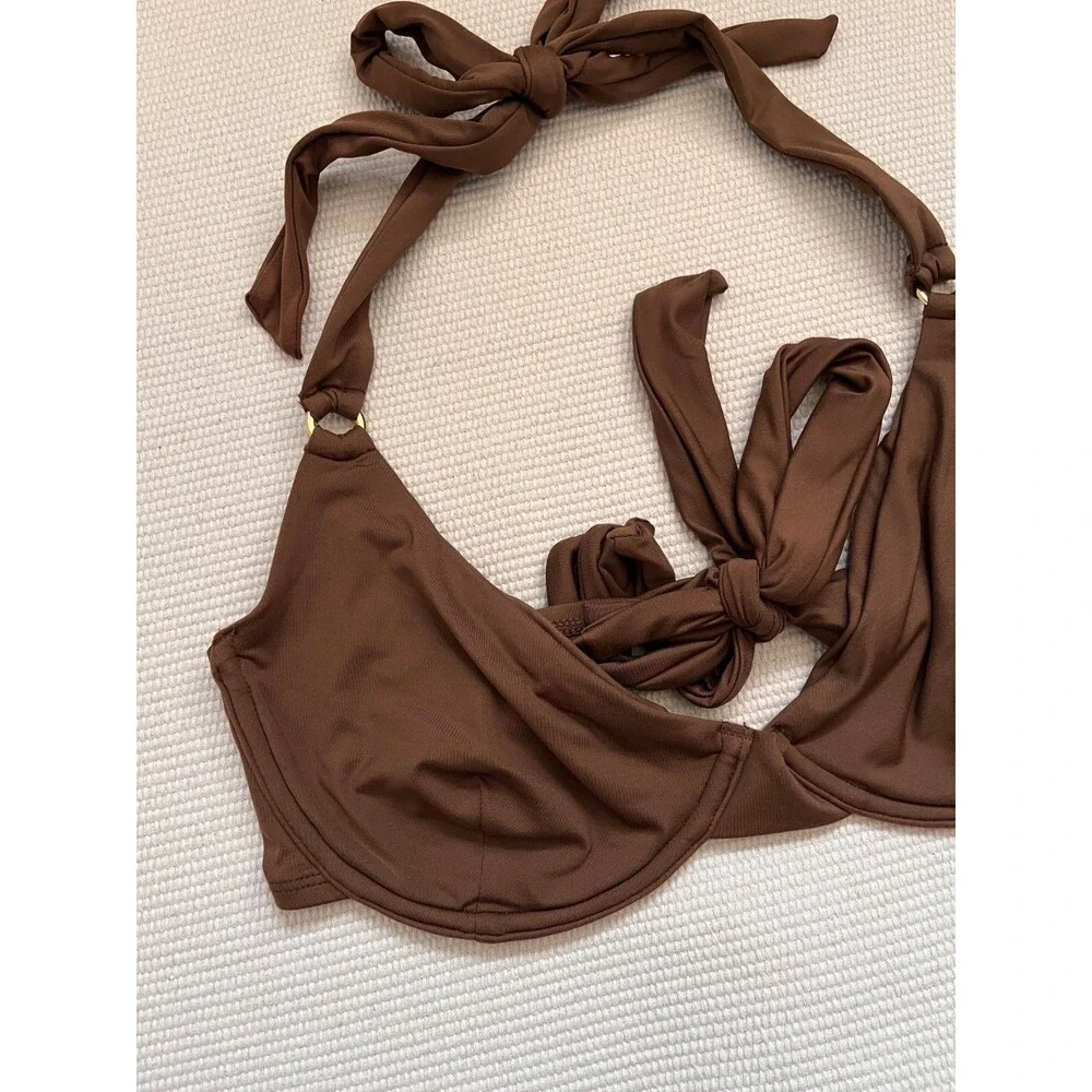 Monday Swimwear Women's Honolulu Top in Espresso Size V